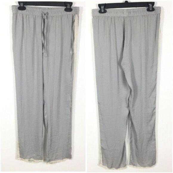 Aerie Silky Satin Gray Track Pants Joggers Lounge - Picture 1 of 8